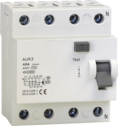 Wyłącznik różnicowoprądowy AUR3 typu A i AC  10kA